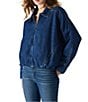 Steve Madden Mackey Collared Long Sleeve Boxy Denim Jacket, Color:Midnight Blue - Image 3