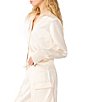 Steve Madden Mare Satin Collared Long Sleeve Button Front Top - Image 3
