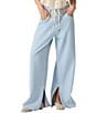 Steve Madden Maycen Mid-Rise Wide Leg Split Hem Coordinating Twill Denim Pants - Image 1