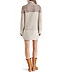 Color:Oatmeal - Image 2 - Meghan Colorblock Turtleneck Long Sleeve Mini Sweater Dress