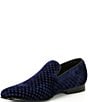 Color:Blue - Image 4 - Men's Velvet Lifted Slip-On Loafers