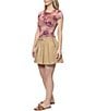 Steve Madden Mesh Flocked Floral Print Crew Neck Short Sleeve T-Shirt, Color:Pale Mauve - Image 3