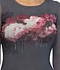 Steve Madden Stevie by Steve Madden Mesh Floral Printed Long Bell Sleeve Top, Color:Dark Shadow - Image 4
