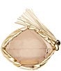Steve Madden Metallic Ruched Tassle Clutch, Color:Gold - Image 3