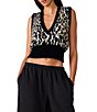 Steve Madden Mila Leopard Patterned V-Neck Sleeveless Sweater Vest - Image 1