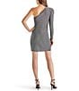 Color:Grey - Image 2 - Mirabelle Asymmetrical One Shoulder Long Sleeve Knit Lurex Mini Dress