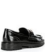 Color:Black - Image 2 - Mistor Leather Bit Detail Lug Sole Loafers