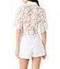 Steve Madden Monette Floral Lace Collared Short Sleeve Coordinating Top - Image 2