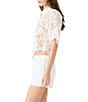 Steve Madden Monette Floral Lace Collared Short Sleeve Coordinating Top - Image 3