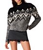 Steve Madden Mora Fair Isle Crew Neck Long Sleeve Brushed Knit Sweater - Image 1