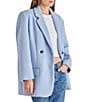 Color:Powder Blue - Image 1 - Myra Oversized Notch Lapel Long Sleeve Flap Pocket Wool Blend Blazer