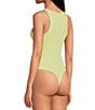 Color:Golden Lime - Image 4 - Nico Knit Crew Neck Sleeveless Bodysuit