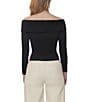 Steve Madden Off The Shoulder Long Sleeve Top, Color:Black Beauty - Image 2