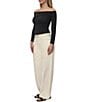 Steve Madden Off The Shoulder Long Sleeve Top, Color:Black Beauty - Image 3