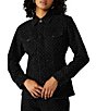 Steve Madden Parc Collared Long Sleeve Crystal Denim Jacket, Color:Black - Image 1
