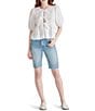 Steve Madden Paula Eyelet Crew Neck Short Sleeve Tie Front Top, Color:White - Image 4