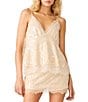 Steve Madden Pfeiffer Sequin Lace Trim V-Neck Sleeveless Cami Top - Image 1