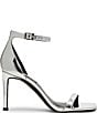 Color:Silver - Image 2 - Piked Metallic Ankle Strap Dress Sandals