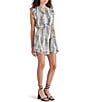 Color:Black/White - Image 3 - Prairie Dreams Snake Print V-Neck Sleeveless Mini Dress