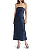 Steve Madden Prato Denim Strapless Belted Neck Sleeveless Bodycon Midi Dress, Color:Dark Indigo - Image 1