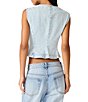 Steve Madden Pressley V-Neck Sleeveless Button Up Peplum Denim Vest - Image 2