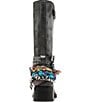 Color:Black Distressed - Image 3 - Rebel Chain Buckle Distressed Leather Scarf Detail Tall Moto Boots