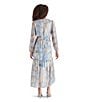 Steve Madden Renata Lurex Chiffon Printed V Neck Long Sleeve High Low Midi Dress, Color:Multi - Image 2