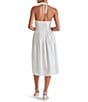 Steve Madden Ressi Eyelet Halter Neck Sleeveless Smocked Back Midi Dress, Color:White - Image 2