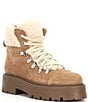Color:Oatmeal - Image 1 - Reyen Suede Faux Shearling Cold Weather Lug Sole Platform Booties
