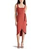Color:Spiced Apple - Image 1 - Rhea Square Neck Sleeveless Sarong Tie Midi Dress