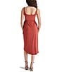 Color:Spiced Apple - Image 2 - Rhea Square Neck Sleeveless Sarong Tie Midi Dress