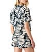 Steve Madden Sandra Short Sleeve Coordinating Top, Color:Black/White - Image 2