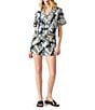 Steve Madden Sandra Short Sleeve Coordinating Top, Color:Black/White - Image 3
