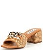 Color:Raffia - Image 4 - Santana Raffia Chain Hardware Block Heel Slide Sandals