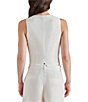 Color:Ivory - Image 2 - Selene Linen Blend V-Neck Sleeveless Welt Pocket Button Front Vest