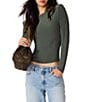 Steve Madden Seline Crew Neck Long Sleeve Jersey Knit Top - Image 1