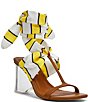 Steve Madden Sera Striped Ankle Scarf Wrap Clear Acrylic Wedge Sandals - Image 1
