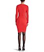 Color:Cherry Red - Image 2 - Serina Rib Knit Crew Neck Long Sleeve V-Hem Dress
