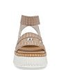 Color:Taupe/Multi - Image 4 - Shelle Pattern Stretch Wedge Platform Sandals