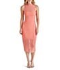 Steve Madden Sidra Mesh Mock Neck Sleeveless Midi Bodycon Dress, Color:Sugar Coral - Image 1
