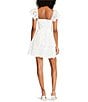 Steve Madden Sierra Embroidered Floral V-Neck Short Flutter Sleeve Scalloped Dress, Color:White - Image 2