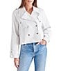 Steve Madden Sirus Notch Collar Neck Long Sleeve Cropped Trench Jacket, Color:White - Image 1