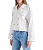 Steve Madden Sirus Notch Collar Neck Long Sleeve Cropped Trench Jacket, Color:White - Image 3