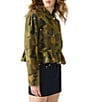 Steve Madden Sloan Camo Print Collared Long Sleeve Peplum Jacket, Color:Everglade - Image 3
