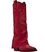 Color:Red - Image 1 - Sorvino Suede Foldover Knee High Western Boots
