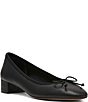 Steve Madden Steffi Leather Bow Block Heel Ballet Pumps - Image 1