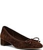 Steve Madden Steffi Suede Bow Block Heel Ballet Pumps - Image 1