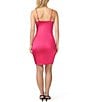 Stevie by Steve Madden Stretch Satin V-Neck Side Slit Lace Trim Dress