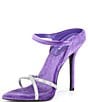 Color:Purple - Image 4 - Stunner-R Velvet Rhinestone Strappy Dress Slides