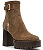 Steve Madden Summit Suede Buckle Hardware Platform Block Heel Booties - Image 1